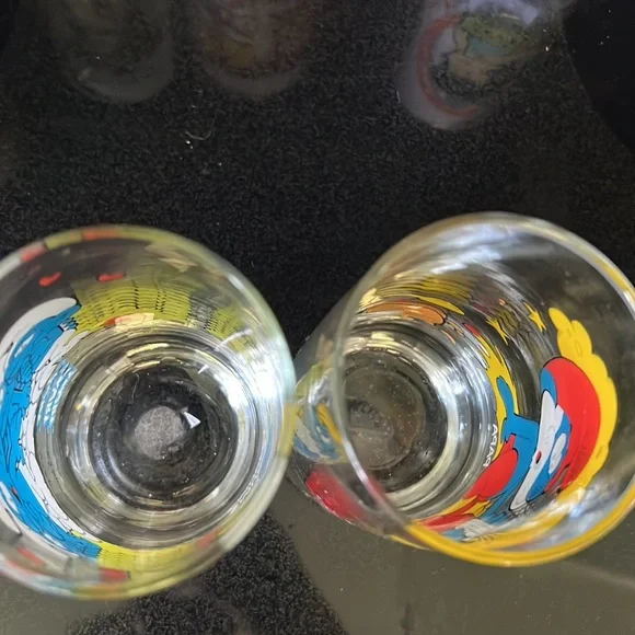 2 1982 Vintage Smurf Glasses Papa Smurf & Smurfette - Picture 7 of 7